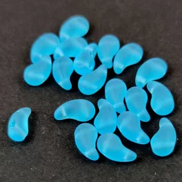   Zoliduo Czech Pressed 2 Hole Glass Bead - Matt Aqua - 5x8mm - right
