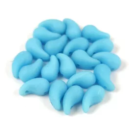   Zoliduo Czech Pressed 2 Hole Glass Bead - Opaque Matt Turquoise Blue - 5x8mm - right