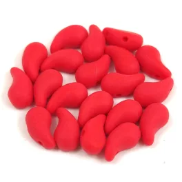   Zoliduo Czech Pressed 2 Hole Glass Bead - Opaque Matt Red - 5x8mm - right