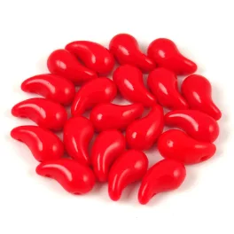   Zoliduo Czech Pressed 2 Hole Glass Bead - Opaque Red - 5x8mm - right